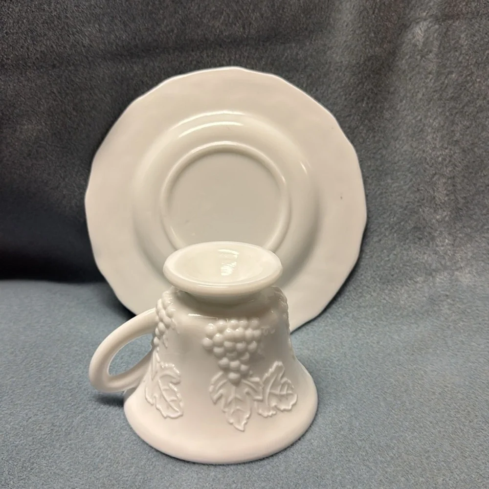 Indiana Glass Colony Harvest White 2-Cups and 2-Saucers (Two Sets)